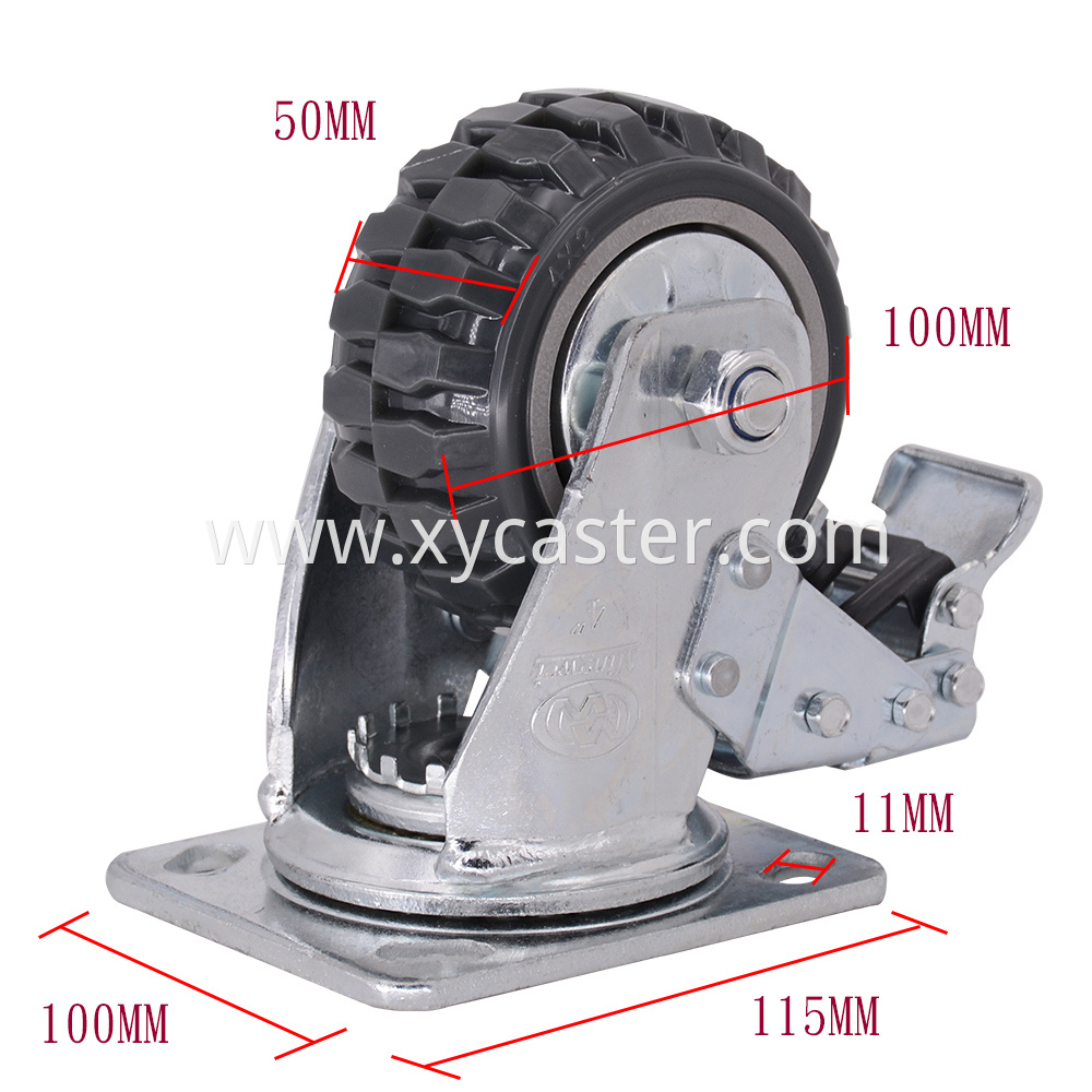 4 Inch Grey Pvc Caster With Brake